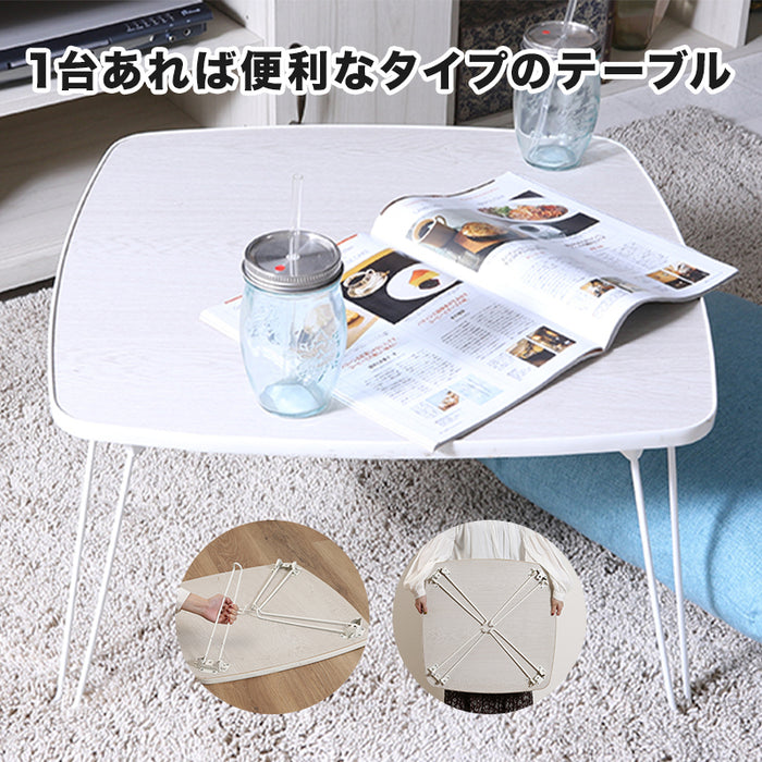 折りたたみ式白いローテーブル正方形タイプの商品写真1-2